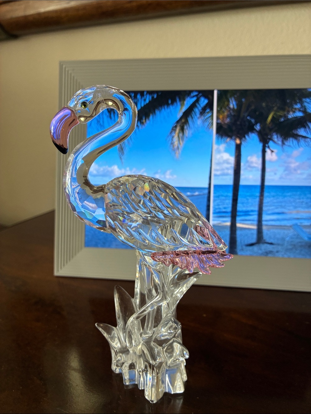 Swarovski Crystal ~ Flamingo with Pink Feathers Figurine #289733 ~ 6 inches